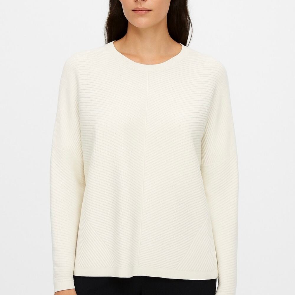 Eileen Fisher Ribbed Knit Tencel Sweater Tunic Top size Small